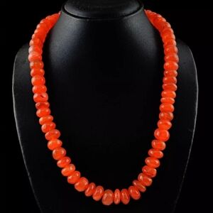 730 Cts Natural Orange Carnelian Round Rondelle Beads Gemstone Beaded Necklace